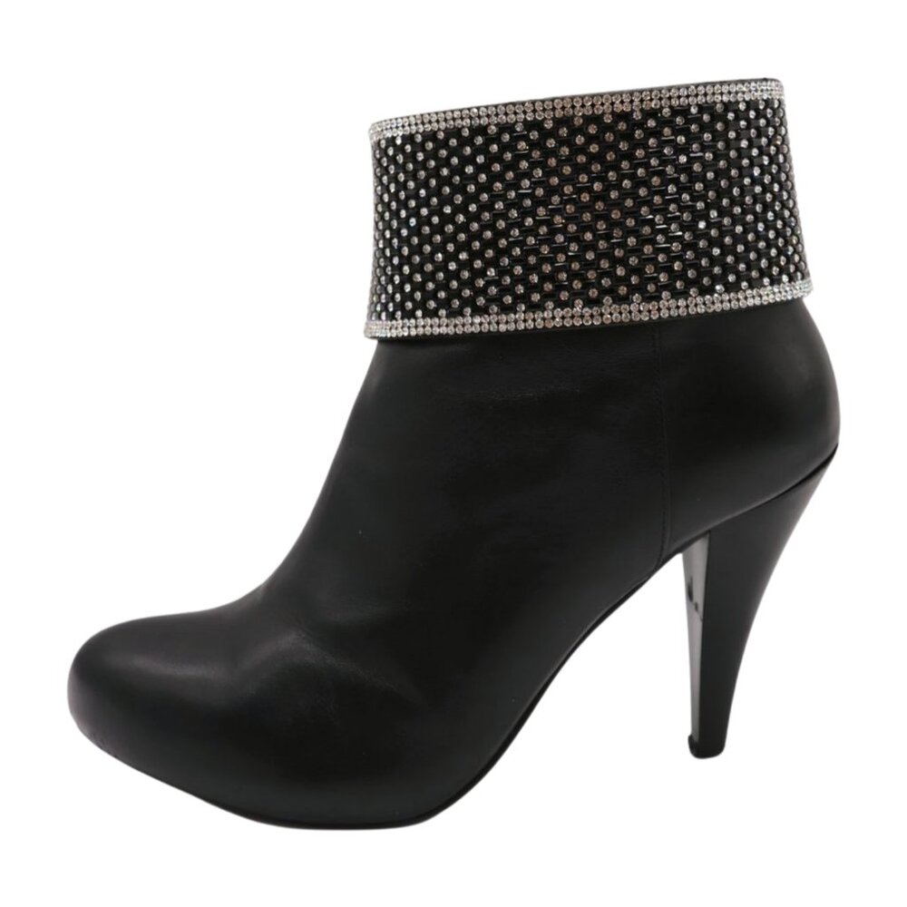 New Women Fancy Boot Wide Strap Bracelet Shoe Anklet Band Silver Rhinestones